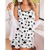 image:imageEkouaer Womens Tank Top Pajama Set Comfy Sleeveless Sleepwear Racerback Cami and Shorts Pjs 2 Piece Summer LoungewearCow