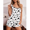 image:imageEkouaer Womens Tank Top Pajama Set Comfy Sleeveless Sleepwear Racerback Cami and Shorts Pjs 2 Piece Summer LoungewearCow