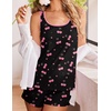 image:imageEkouaer Womens Tank Top Pajama Set Comfy Sleeveless Sleepwear Racerback Cami and Shorts Pjs 2 Piece Summer LoungewearCute Dark Cherry