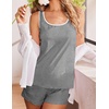 image:imageEkouaer Womens Tank Top Pajama Set Comfy Sleeveless Sleepwear Racerback Cami and Shorts Pjs 2 Piece Summer LoungewearGrey