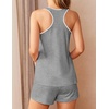 image:imageEkouaer Womens Tank Top Pajama Set Comfy Sleeveless Sleepwear Racerback Cami and Shorts Pjs 2 Piece Summer LoungewearGrey
