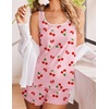 image:imageEkouaer Womens Tank Top Pajama Set Comfy Sleeveless Sleepwear Racerback Cami and Shorts Pjs 2 Piece Summer LoungewearPink Cherry