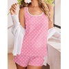 image:imageEkouaer Womens Tank Top Pajama Set Comfy Sleeveless Sleepwear Racerback Cami and Shorts Pjs 2 Piece Summer LoungewearPink Dots