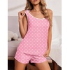 image:imageEkouaer Womens Tank Top Pajama Set Comfy Sleeveless Sleepwear Racerback Cami and Shorts Pjs 2 Piece Summer LoungewearPink Dots