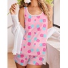 image:imageEkouaer Womens Tank Top Pajama Set Comfy Sleeveless Sleepwear Racerback Cami and Shorts Pjs 2 Piece Summer LoungewearPink Heart Pineapple