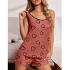 image:imageEkouaer Womens Tank Top Pajama Set Comfy Sleeveless Sleepwear Racerback Cami and Shorts Pjs 2 Piece Summer LoungewearRed Heart
