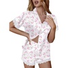 image:imageEkouaer Womens Lace Satin Pajama Set Button Down Pj Shorts Set Bridesmaids Getting Ready Outfits Casual Sleepwear XSXXLPink Bow Hydrangea