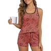 image:imageEkouaer Womens Tank Top Pajama Set Comfy Sleeveless Sleepwear Racerback Cami and Shorts Pjs 2 Piece Summer LoungewearRed Heart