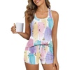 image:imageEkouaer Womens Tank Top Pajama Set Comfy Sleeveless Sleepwear Racerback Cami and Shorts Pjs 2 Piece Summer LoungewearStar and Moon