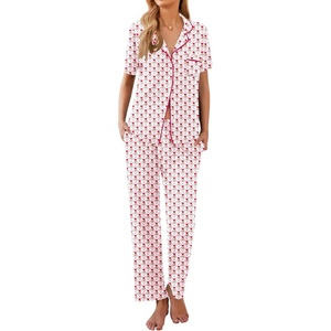 image:imageEkouaer Women Pajamas Set Button Down Sleepwear Short Sleeve Nightwear with Long Pants Soft Pjs Set SXXLFlowers Bf376