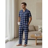 image:imageEKouear Mens Pajamas Set Short Sleeve pjs sets Classic Button Down Sleepwear Long Pants Lounge Set with PocketBlue Plaid