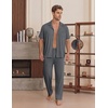 image:imageEKouear Mens Pajamas Set Short Sleeve pjs sets Classic Button Down Sleepwear Long Pants Lounge Set with PocketDeep Gray