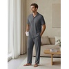image:imageEKouear Mens Pajamas Set Short Sleeve pjs sets Classic Button Down Sleepwear Long Pants Lounge Set with PocketDeep Gray