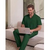 image:imageEKouear Mens Pajamas Set Short Sleeve pjs sets Classic Button Down Sleepwear Long Pants Lounge Set with PocketGreen