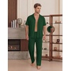 image:imageEKouear Mens Pajamas Set Short Sleeve pjs sets Classic Button Down Sleepwear Long Pants Lounge Set with PocketGreen