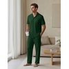 image:imageEKouear Mens Pajamas Set Short Sleeve pjs sets Classic Button Down Sleepwear Long Pants Lounge Set with PocketGreen