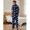 image:imageEKouear Mens Pajamas Set Short Sleeve pjs sets Classic Button Down Sleepwear Long Pants Lounge Set with PocketNavy Zebra