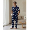 image:imageEKouear Mens Pajamas Set Short Sleeve pjs sets Classic Button Down Sleepwear Long Pants Lounge Set with PocketNavy Zebra