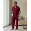 image:imageEKouear Mens Pajamas Set Short Sleeve pjs sets Classic Button Down Sleepwear Long Pants Lounge Set with PocketWine Red