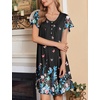 image:imageEkouaer 2 Pack House Dresses for Women with Pockets Short Sleeve Moomoo Nightgown Plus Size Mumu Dress Floral Lounge DressBohemian Flowers BlueButterfly Black