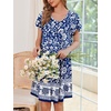 image:imageEkouaer 2 Pack House Dresses for Women with Pockets Short Sleeve Moomoo Nightgown Plus Size Mumu Dress Floral Lounge DressBohemian Flowers BlueFloral Blue