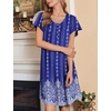 image:imageEkouaer 2 Pack House Dresses for Women with Pockets Short Sleeve Moomoo Nightgown Plus Size Mumu Dress Floral Lounge DressBohemian Flowers BlueFloral Blue