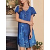 image:imageEkouaer 2 Pack House Dresses for Women with Pockets Short Sleeve Moomoo Nightgown Plus Size Mumu Dress Floral Lounge DressButterfly BlackEthnic Print Blue