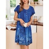 image:imageEkouaer 2 Pack House Dresses for Women with Pockets Short Sleeve Moomoo Nightgown Plus Size Mumu Dress Floral Lounge DressButterfly BlackEthnic Print Blue