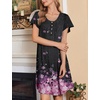 image:imageEkouaer 2 Pack House Dresses for Women with Pockets Short Sleeve Moomoo Nightgown Plus Size Mumu Dress Floral Lounge DressCherry Blossoms BlackFloral Purple