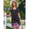 image:imageEkouaer 2 Pack House Dresses for Women with Pockets Short Sleeve Moomoo Nightgown Plus Size Mumu Dress Floral Lounge DressCherry Blossoms BlackFloral Purple