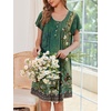 image:imageEkouaer 2 Pack House Dresses for Women with Pockets Short Sleeve Moomoo Nightgown Plus Size Mumu Dress Floral Lounge DressFloral GreenBlack