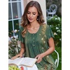 image:imageEkouaer 2 Pack House Dresses for Women with Pockets Short Sleeve Moomoo Nightgown Plus Size Mumu Dress Floral Lounge DressFloral GreenCherry Blossoms Black