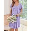 image:imageEkouaer 2 Pack House Dresses for Women with Pockets Short Sleeve Moomoo Nightgown Plus Size Mumu Dress Floral Lounge DressFloral GreenSmall Florals Purple