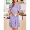 image:imageEkouaer 2 Pack House Dresses for Women with Pockets Short Sleeve Moomoo Nightgown Plus Size Mumu Dress Floral Lounge DressFloral GreenSmall Florals Purple