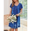 image:imageEkouaer 2 Pack House Dresses for Women with Pockets Short Sleeve Moomoo Nightgown Plus Size Mumu Dress Floral Lounge DressFloral PurpleEthnic Print Blue