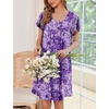 image:imageEkouaer 2 Pack House Dresses for Women with Pockets Short Sleeve Moomoo Nightgown Plus Size Mumu Dress Floral Lounge DressPrint BluePrint Purple