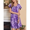 image:imageEkouaer 2 Pack House Dresses for Women with Pockets Short Sleeve Moomoo Nightgown Plus Size Mumu Dress Floral Lounge DressPrint BluePrint Purple