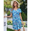 image:imageEkouaer 2 Pack House Dresses for Women with Pockets Short Sleeve Moomoo Nightgown Plus Size Mumu Dress Floral Lounge DressPrint BluePrint Purple