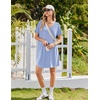 image:imageEkouaer 2 Pack Nightgowns for Women Bamboo Viscose Sleep Shirts Short Sleeve Nightshirt V neck Sleepdress Soft SleepwearBlackLight Blue
