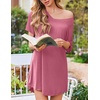 image:imageEkouaer 2 Pack Nightgowns for Women Bamboo Viscose Sleep Shirts Short Sleeve Nightshirt V neck Sleepdress Soft SleepwearBlackRose Pink