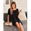 image:imageEkouaer 2 Pack Nightgowns for Women Bamboo Viscose Sleep Shirts Short Sleeve Nightshirt V neck Sleepdress Soft SleepwearBlackRose Pink