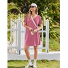 image:imageEkouaer 2 Pack Nightgowns for Women Bamboo Viscose Sleep Shirts Short Sleeve Nightshirt V neck Sleepdress Soft SleepwearBlackRose Pink