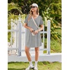 image:imageEkouaer 2 Pack Nightgowns for Women Bamboo Viscose Sleep Shirts Short Sleeve Nightshirt V neck Sleepdress Soft SleepwearPinkLight Grey