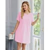 image:imageEkouaer 2 Pack Nightgowns for Women Bamboo Viscose Sleep Shirts Short Sleeve Nightshirt V neck Sleepdress Soft SleepwearPinkLight Grey