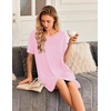 image:imageEkouaer 2 Pack Nightgowns for Women Bamboo Viscose Sleep Shirts Short Sleeve Nightshirt V neck Sleepdress Soft SleepwearPinkLight Grey