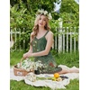image:imageEkouaer 2 Pack Nightgowns for Women Sleeveless Sleep Shirts Tank Sleep Dress Wide Strap Chemise VNeck SleepwearBlack Green Floral