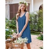 image:imageEkouaer 2 Pack Nightgowns for Women Sleeveless Sleep Shirts Tank Sleep Dress Wide Strap Chemise VNeck SleepwearBlack Peacock Blue