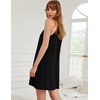 image:imageEkouaer 2 Pack Nightgowns for Women Sleeveless Sleep Shirts Tank Sleep Dress Wide Strap Chemise VNeck SleepwearBlack Peacock Blue