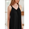 image:imageEkouaer 2 Pack Nightgowns for Women Sleeveless Sleep Shirts Tank Sleep Dress Wide Strap Chemise VNeck SleepwearBlack Peacock Blue