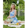 image:imageEkouaer 2 Pack Nightgowns for Women Sleeveless Sleep Shirts Tank Sleep Dress Wide Strap Chemise VNeck SleepwearBlue Flower Grey Star